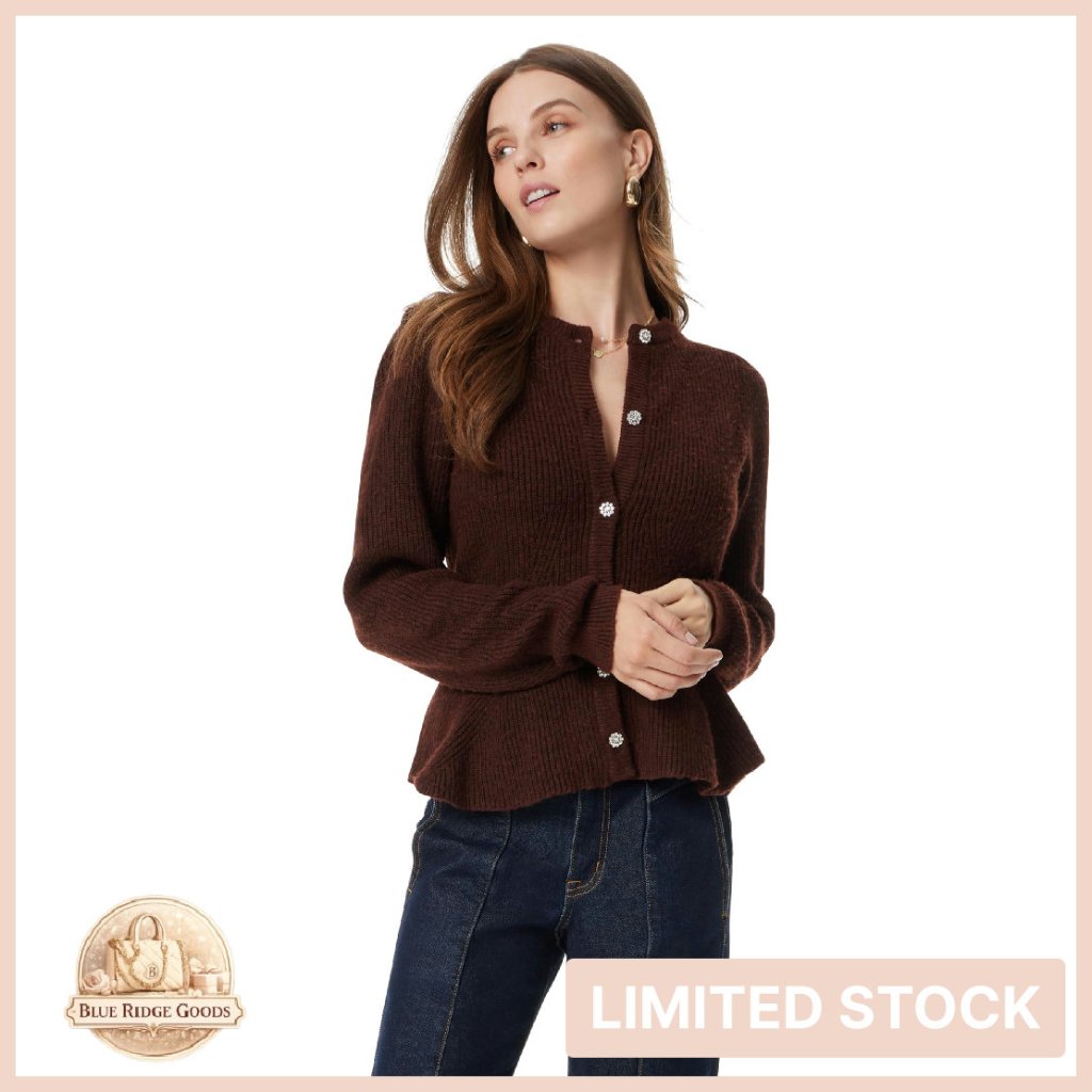 Flare Hem Button Front Cardigan Sweater Elegant Classic Chic Y2k Minimal